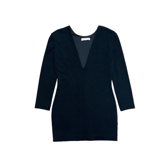 Bec and Bridge Dress Size 6 US Black Long Sleeve‎ Bodycon Deep V-Neckline Mini - Picture 1 of 7